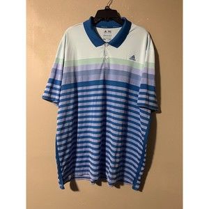 Adidas Polo Mens‎ Shirt Climacool Multi Colored Striped Sz 2XL